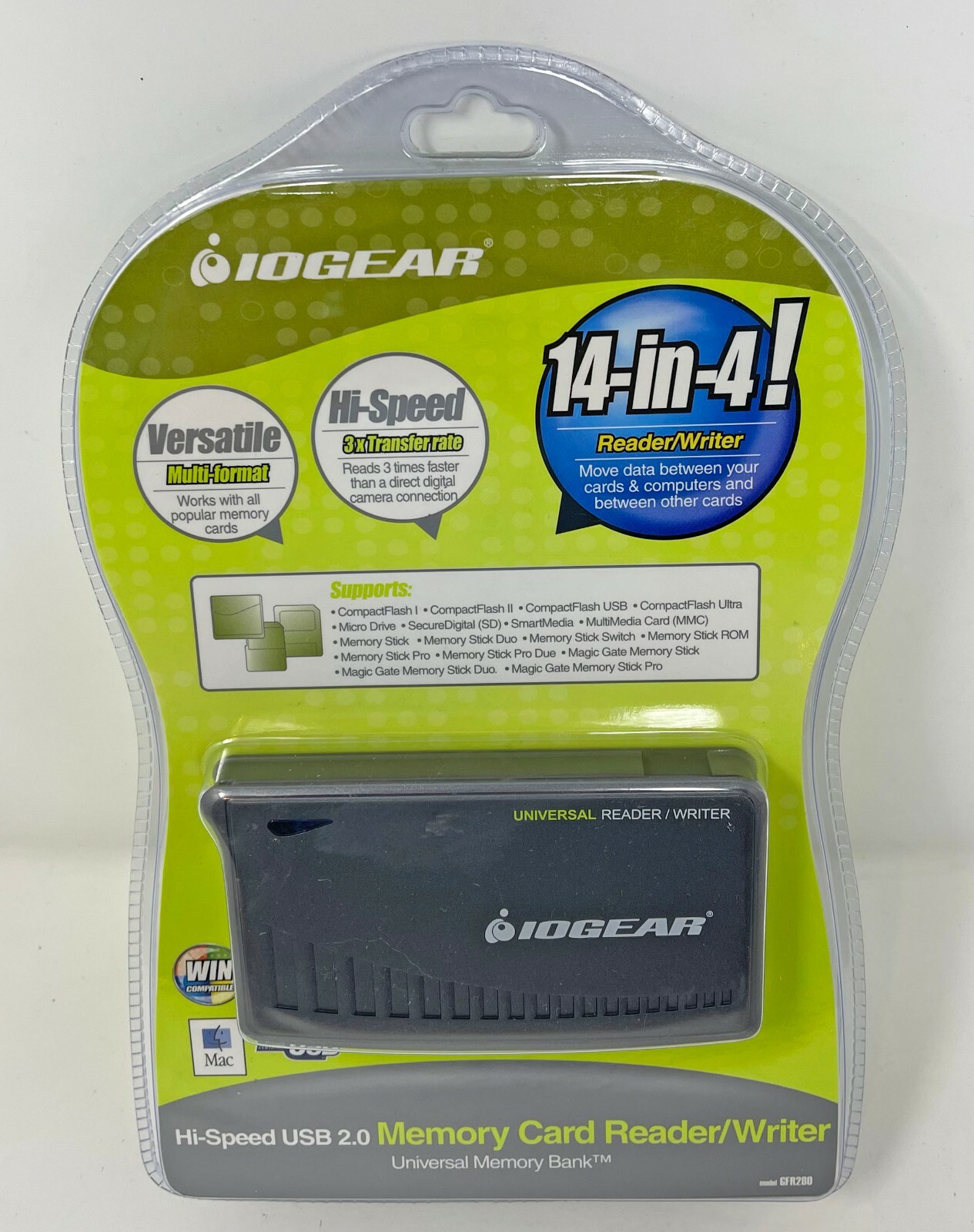 IOGEAR GFR280 Universal Memory Bank Hi-Speed USB 2.0 MEMORY CARD READER/WRITER