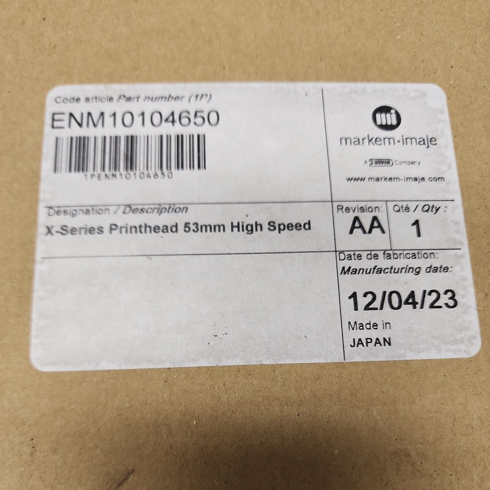 Markem Imaje ENM10104650 X-Series Printhead 53mm High Speed, New, US Shipper