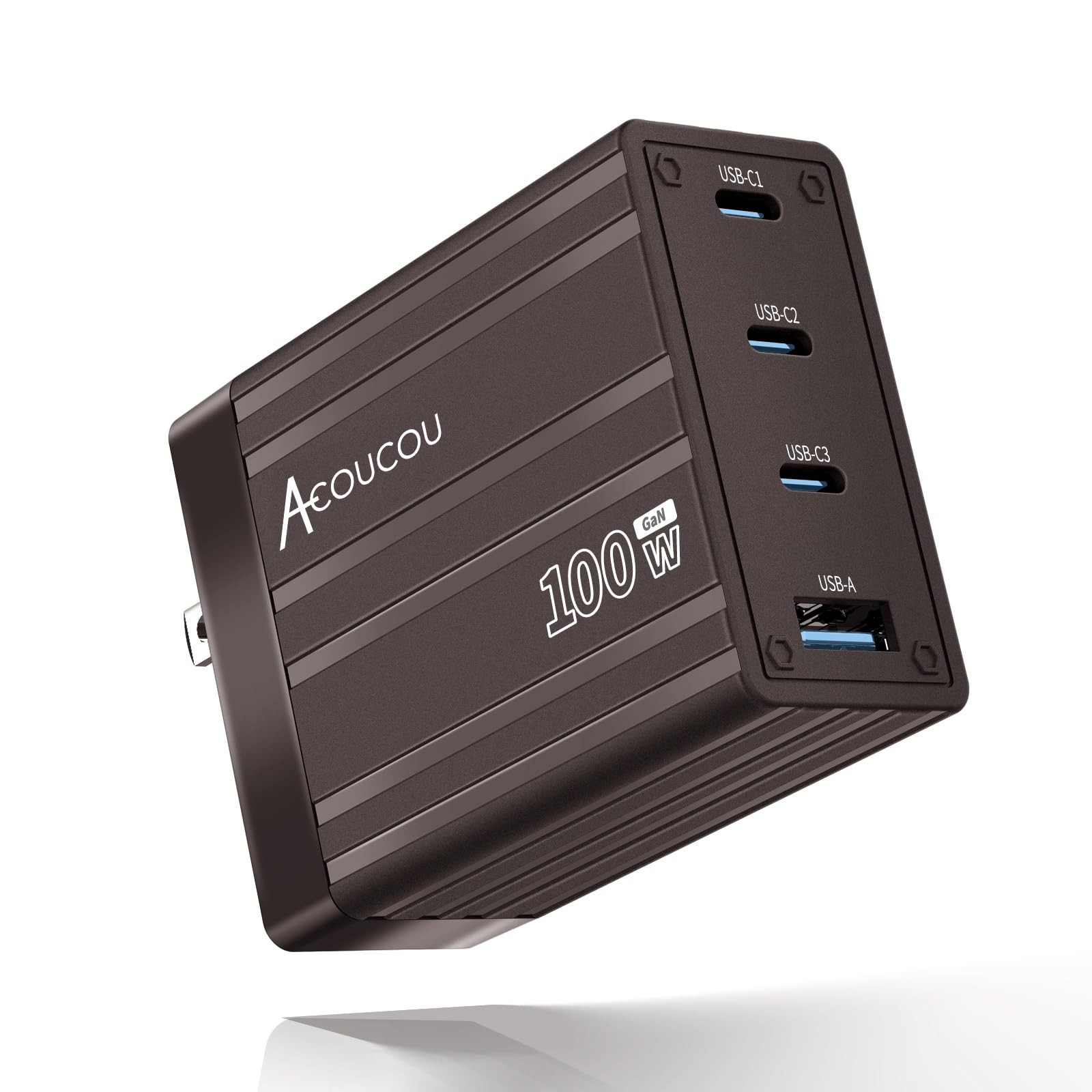 100W USB C Charger, 4-Port GaN Fast Charging Foldable Compact Laptop Charger ...