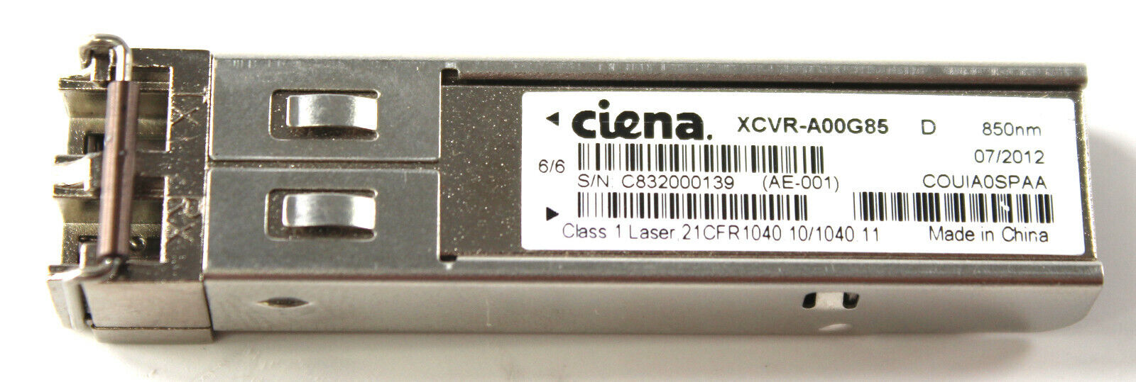 Ciena XCVR-A00G85 D COUIA0SPAA 850nm 1000Base-Sx Optical Transceiver