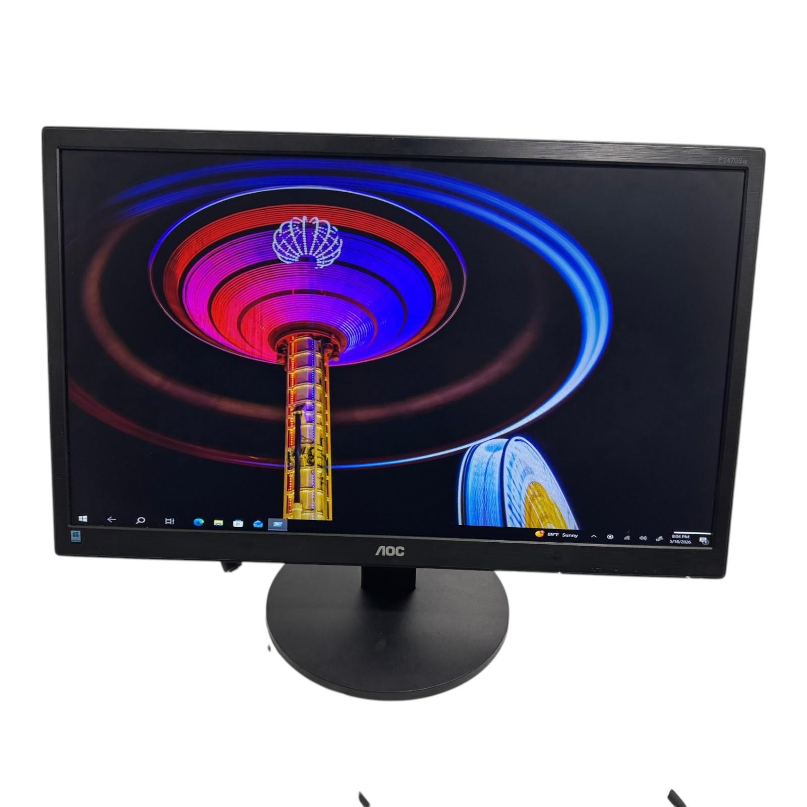 AOC E2470SWHE 23.6" FHD LED LCD Monitor 60Hz 5ms HDMI D-Sub Black Grade-B