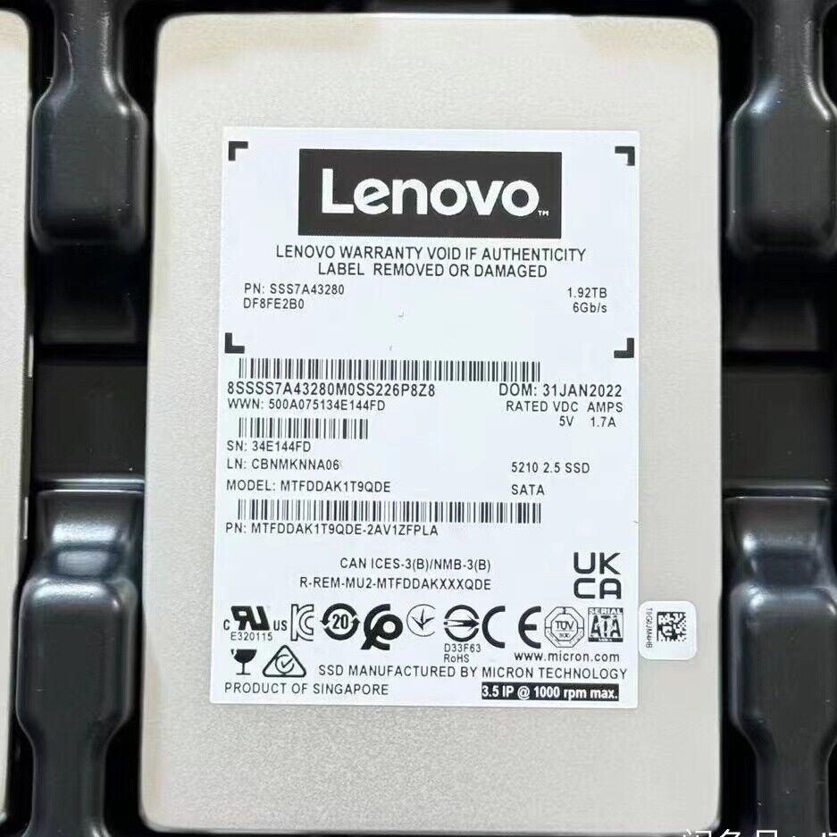 5210 State Solid MTFDDAK1T9QDE LENOVO 1.92TB SSD Drive 2.5\