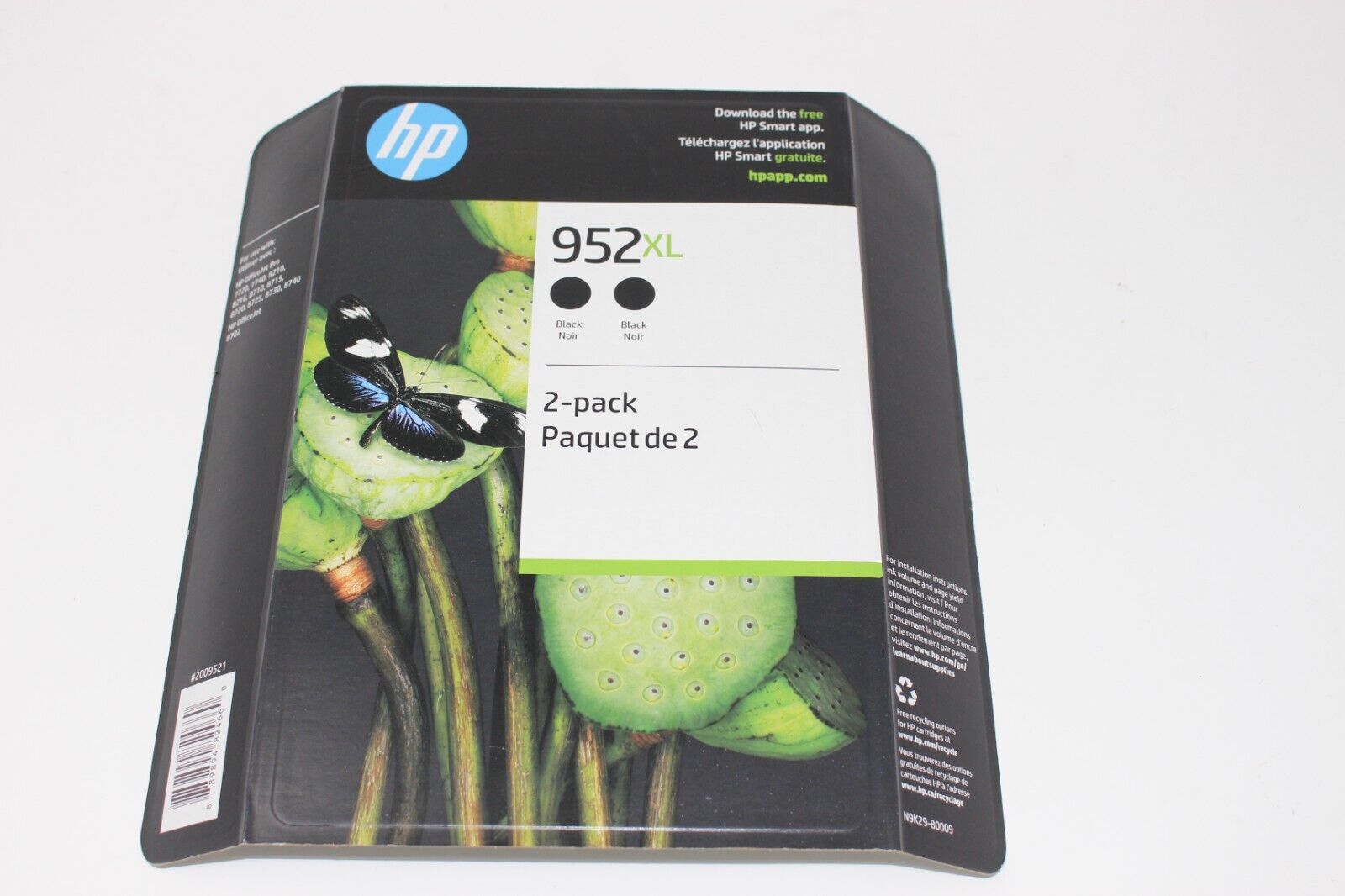 HP 952XL N9K29BN Black Ink Cartige - 2 Pieces Exp. 12/2025+ NEW SEALED