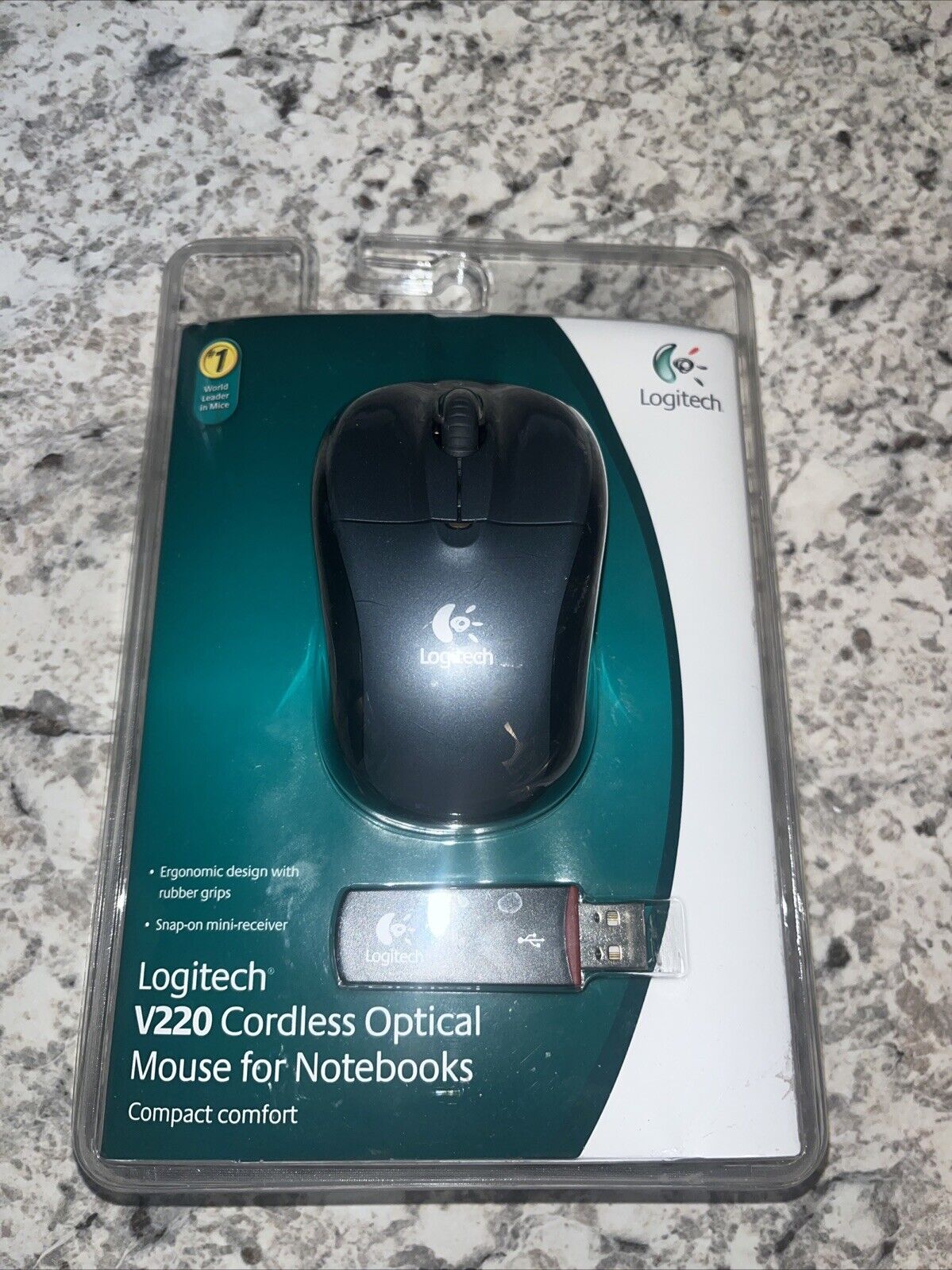 Logitech V220 Cordless Optical Mouse For Notebooks Brand New