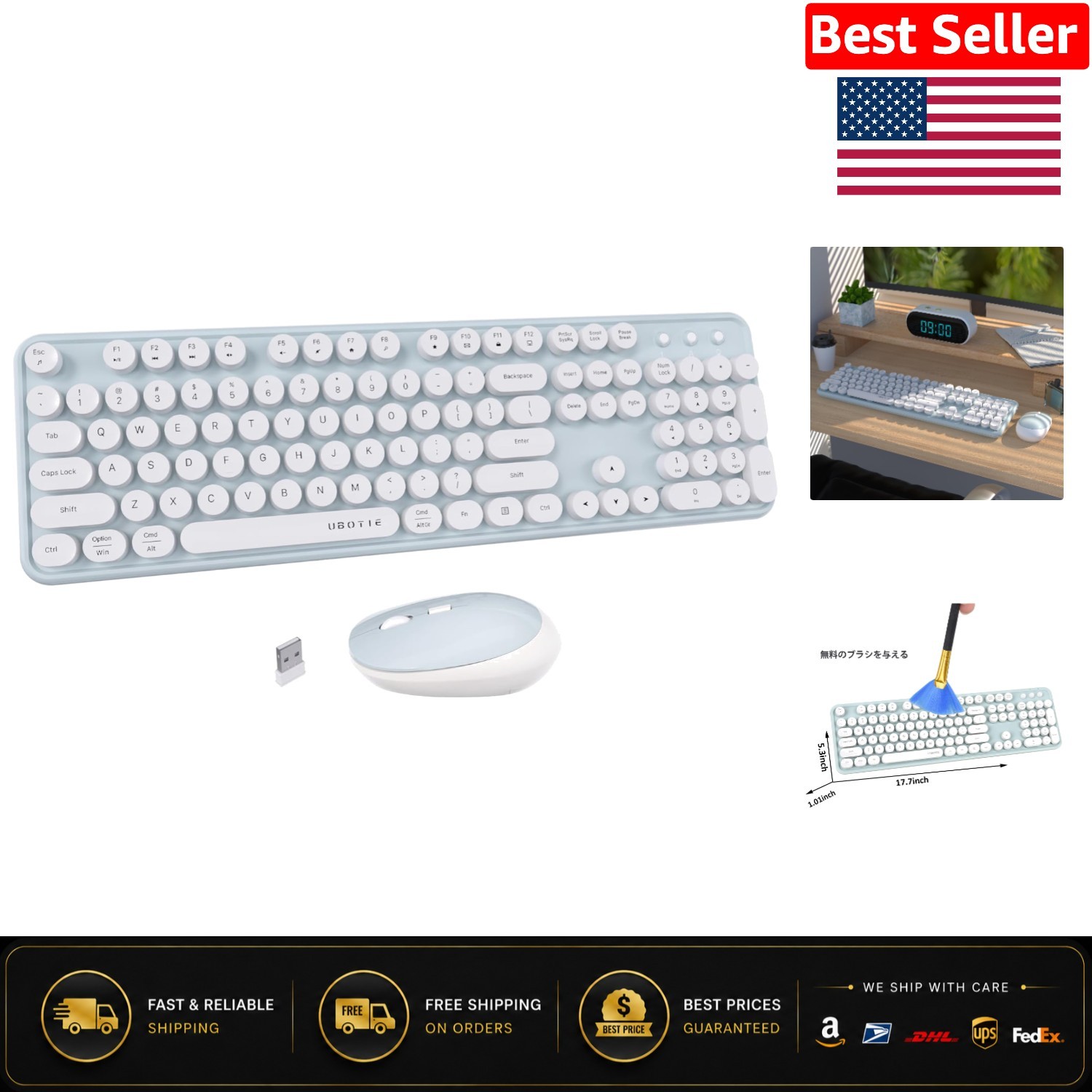 Stylish Floating Key Wireless Keyboard & Optical Mouse Combo for Any Workspace
