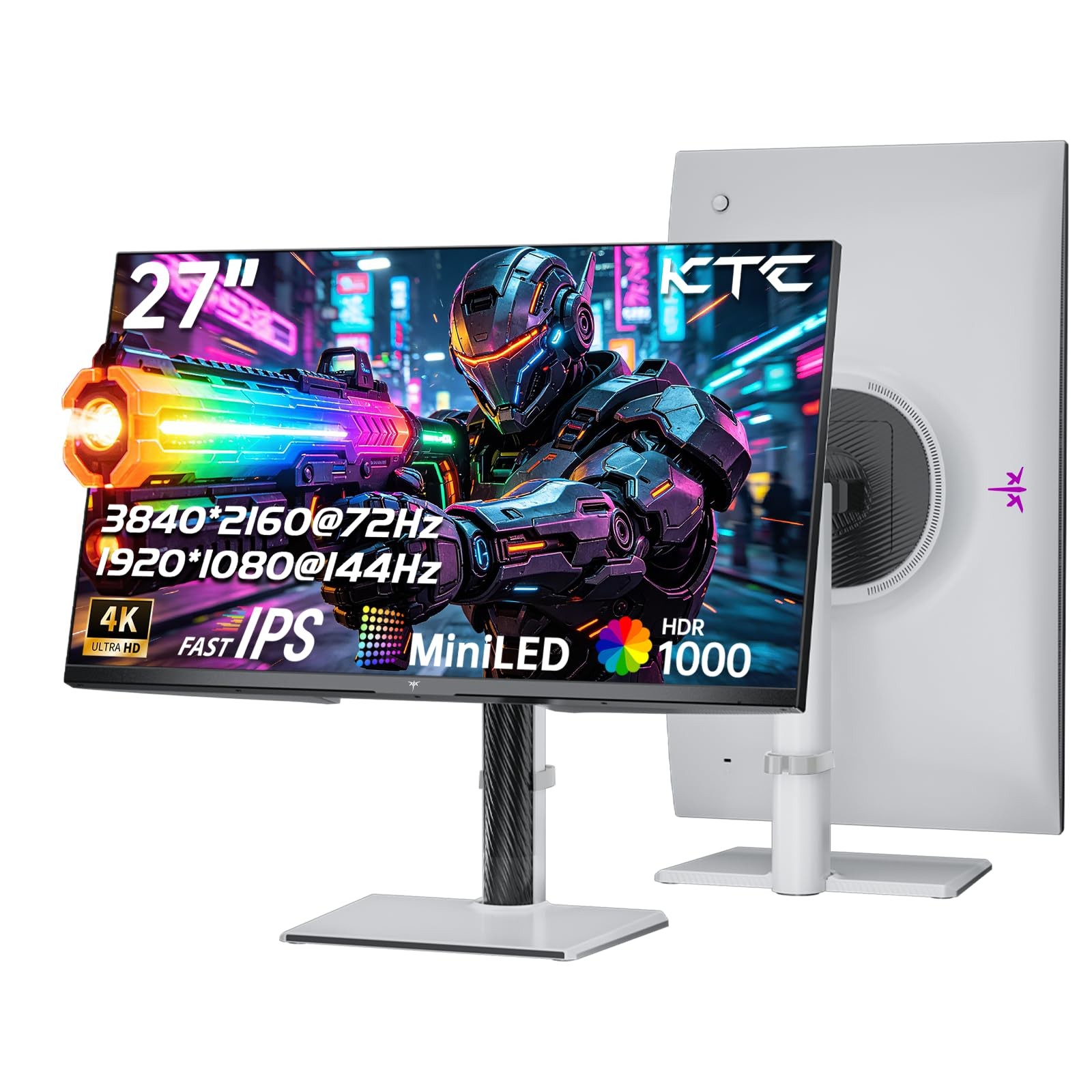 KTC M27U6 27'' 4K QD-Mini LED White Gaming Monitor Dual Mode Fast IPS HDR1000
