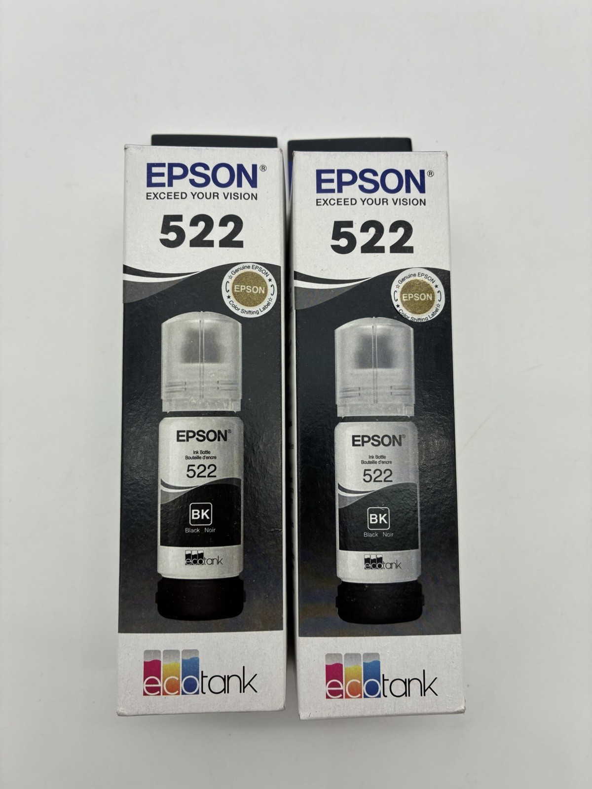 Epson 522 EcoTank Genuine Ink Ultra-high Capacity Black Bottle Twin size 65mlx2