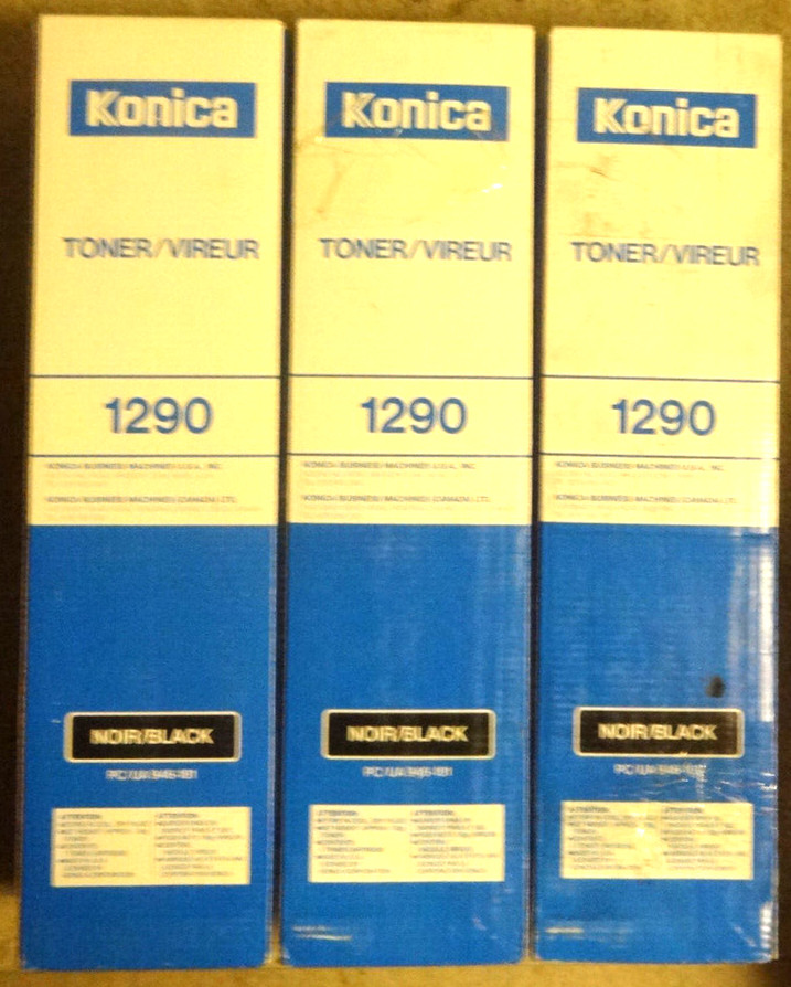 Qty. 3 Konica Minolta 1290 Black Toner Cartridge Genuine Brand New 