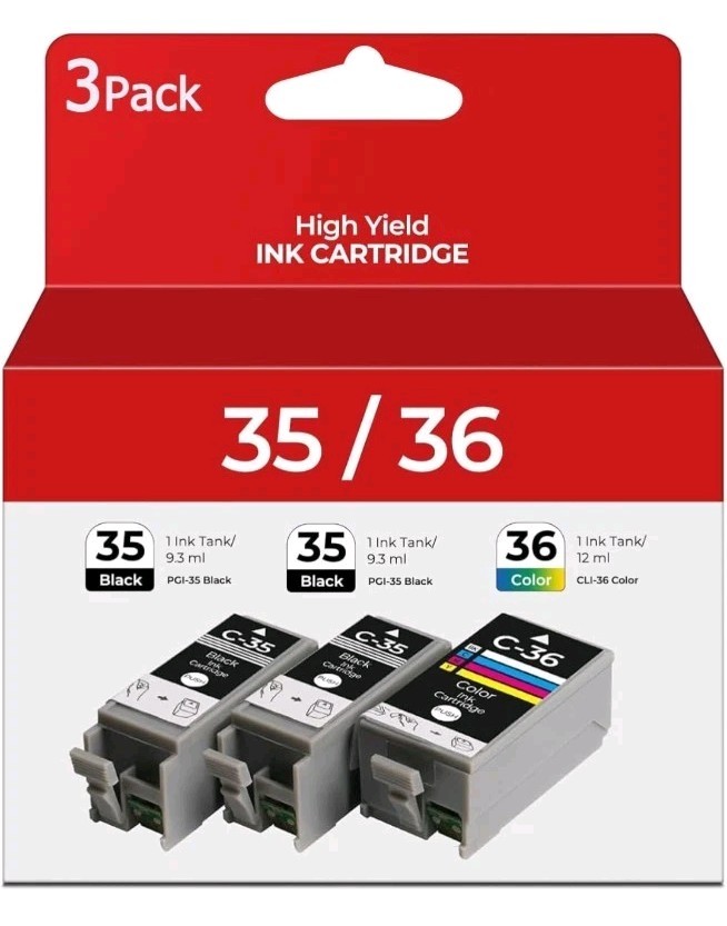 3PK PGI-35 CLI-36 Ink for Canon TR150 iP110 iP100 (2 Black, 1 TRI Color)