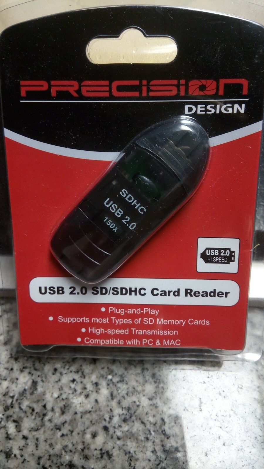 Precision Design USB 2.0 SD/SDHC Card Reader, New, .
