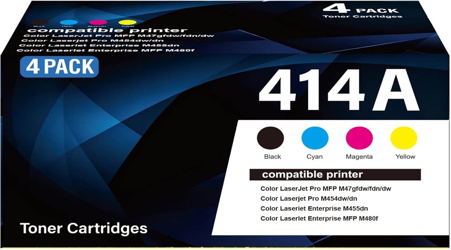 414A Toner Cartridges 4 Pack with Chip Replacement for HP 414A 414X W2020A Ready