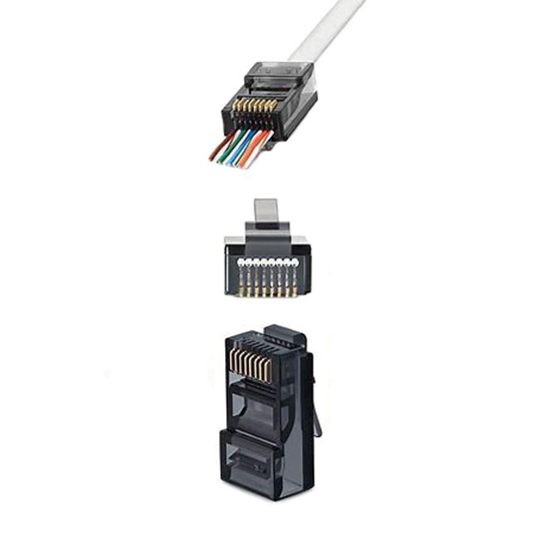 RJ45 Gray EZ Modular Plug CAT6 UTP Network Cable End Pass Through Connector Lot