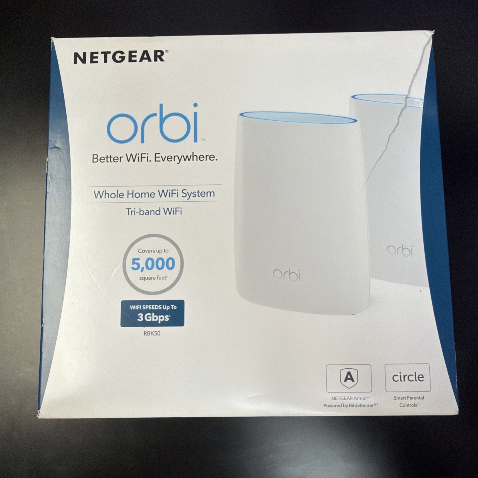 Netgear Orbi AC3000 Trri-Band Wireless Router - White, Pack of 2 (RBK50-100NAS)