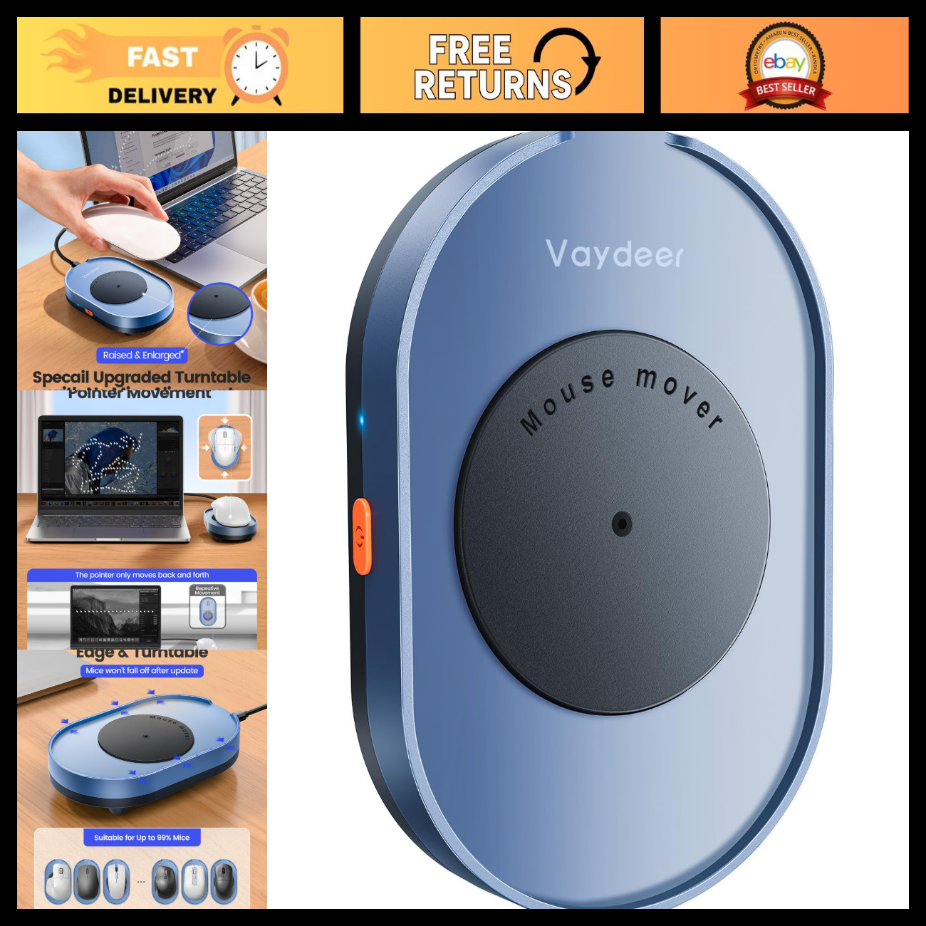Undetectable Mouse Jiggler - Driver-Free Mouse Mover with Switch, PC & Laptop Us