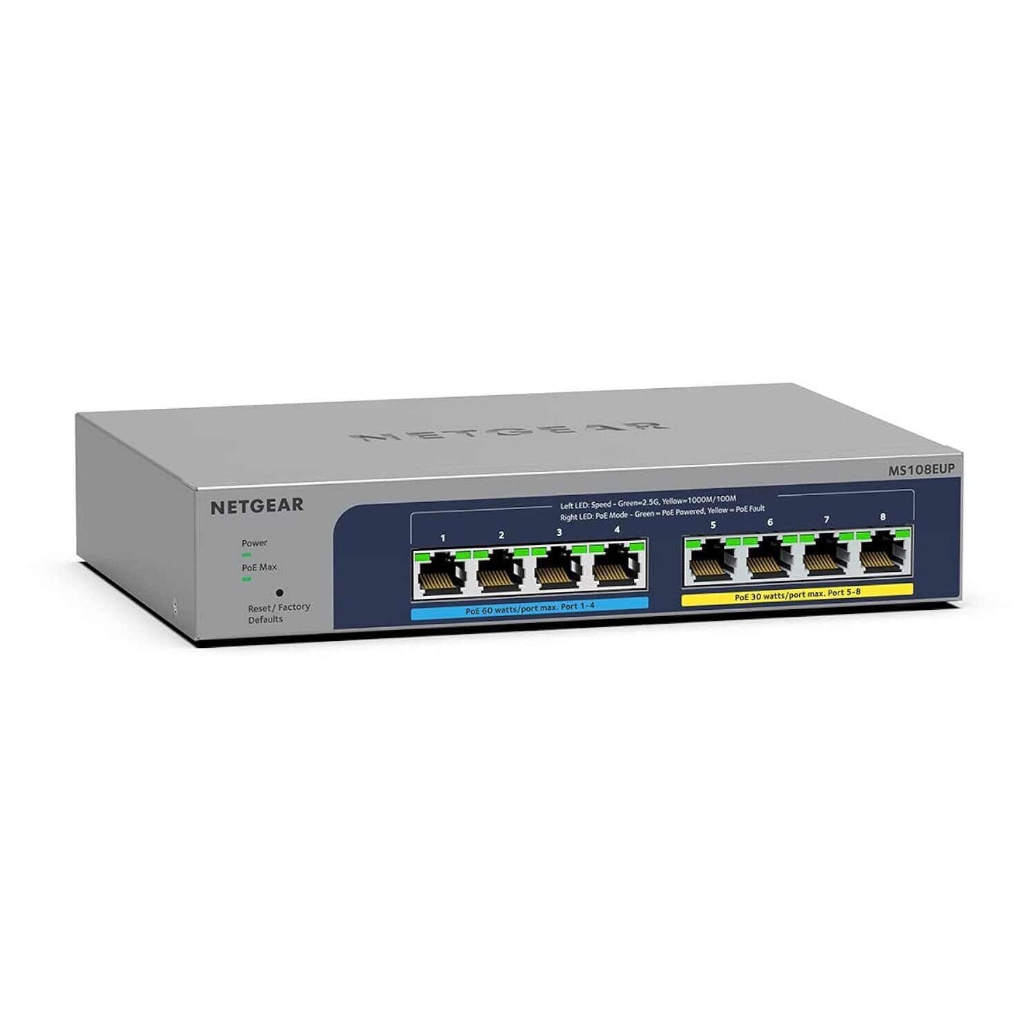 NETGEAR 8-Port Ultra60 PoE Multi-Gigabit Ethernet Plus Switch (MS108EUP) - Man
