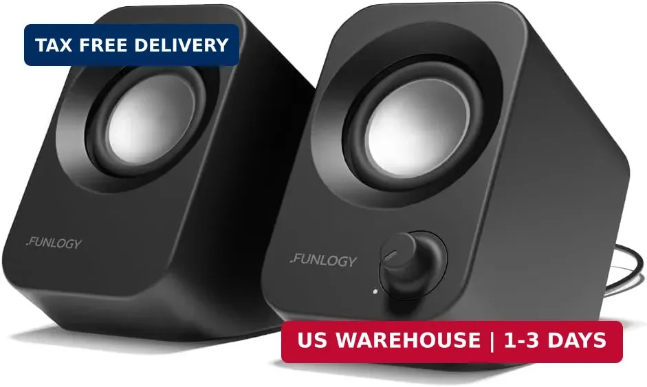 FUNLOGY Speaker - 14W Stereo PC Speakers, USB Powered, Compact Size with 30° Til
