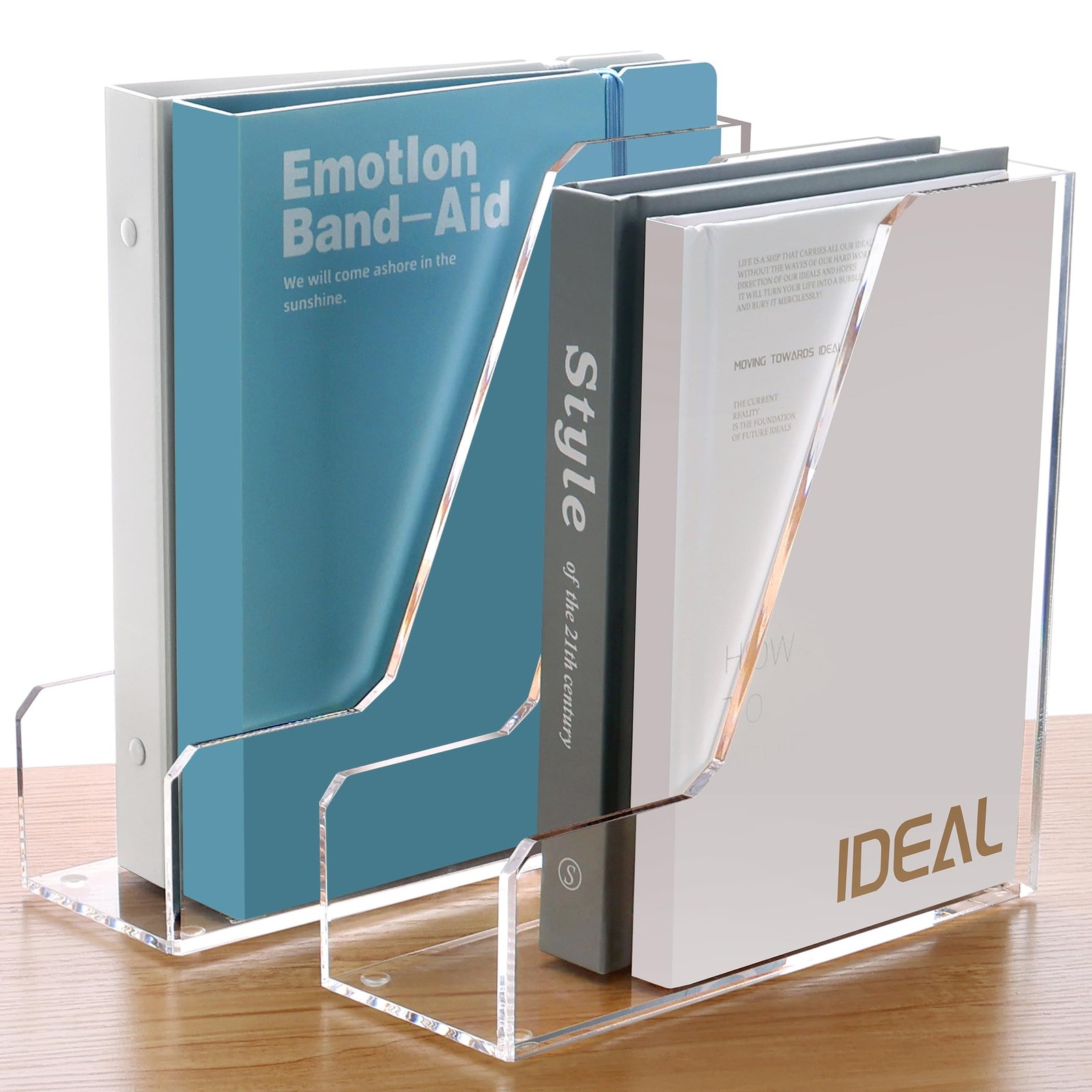 SANRUI 2-Pack Acrylic Magazine File Holder Vertical Desk Sorter A4 Letter