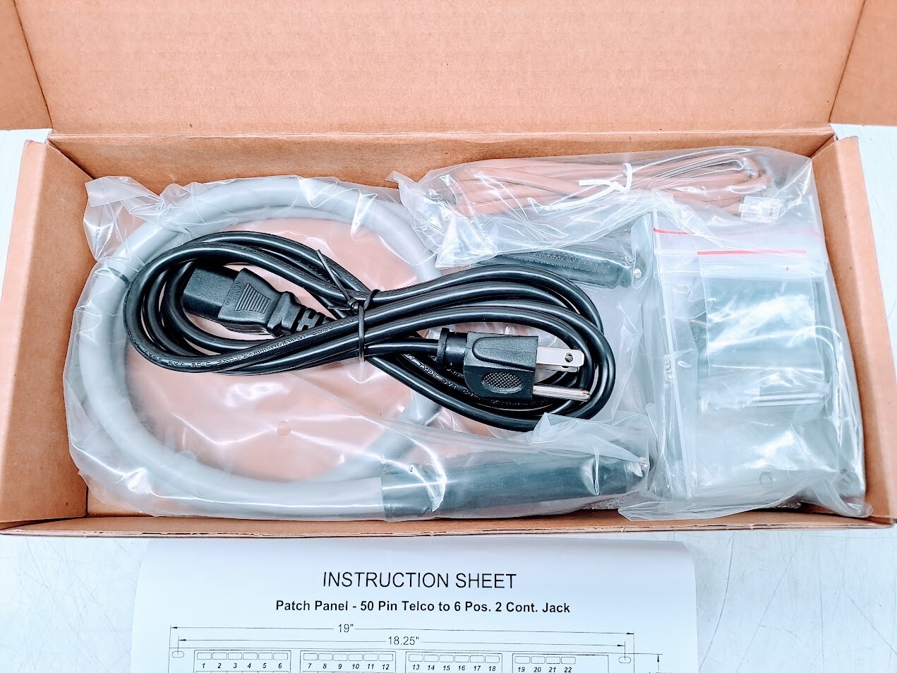 Patch panel-50 pin Telco to 6 pos.2 cont jack Cable only