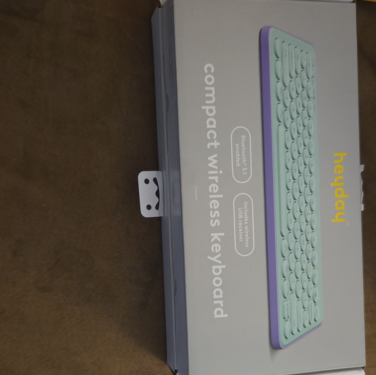 heyday Compact Bluetooth Wireless Keyboard, English QWERTY, Green/Purple