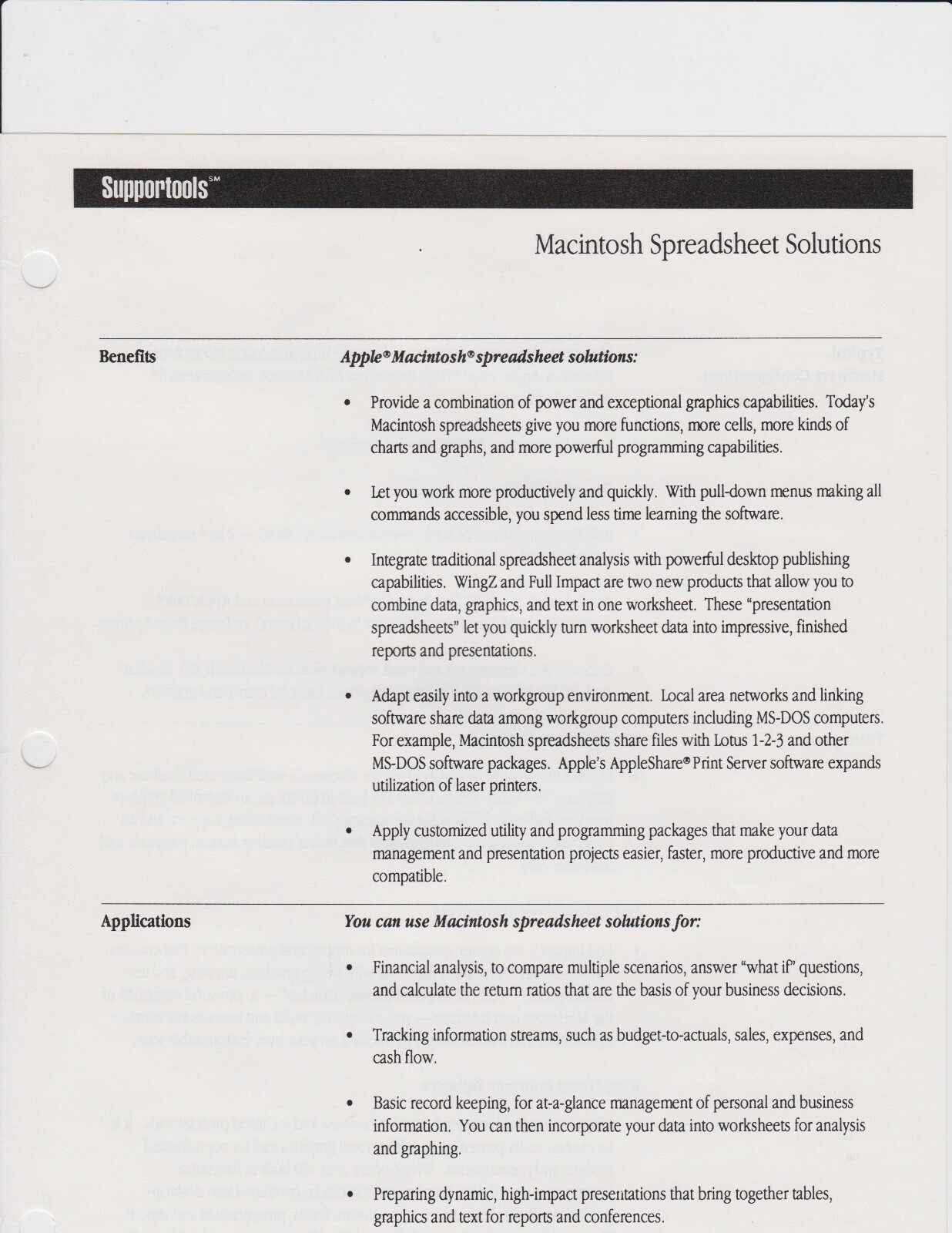 Macintosh Spreadsheet Solutions (4pages) Final Price