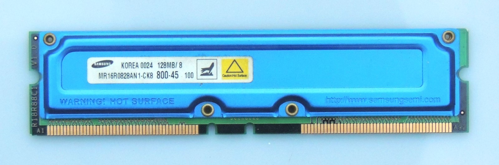 SAMSUNG 128MB MR16R0828AN1-CK8 PC800-45 RAMBUS RAM - 1 Chip