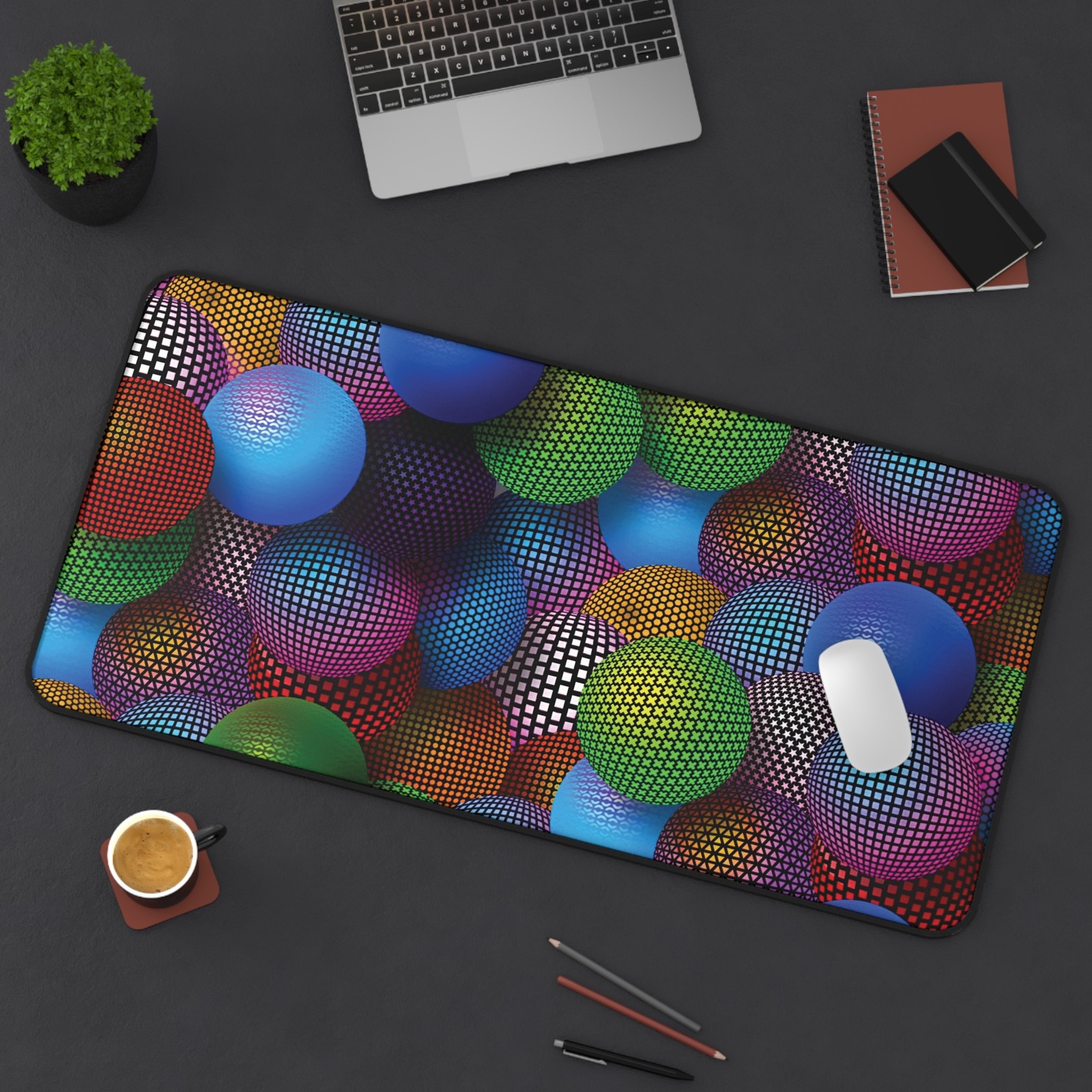Colorful 3D Dot Sphere Pattern Desk Mat | Gaming Mousepad