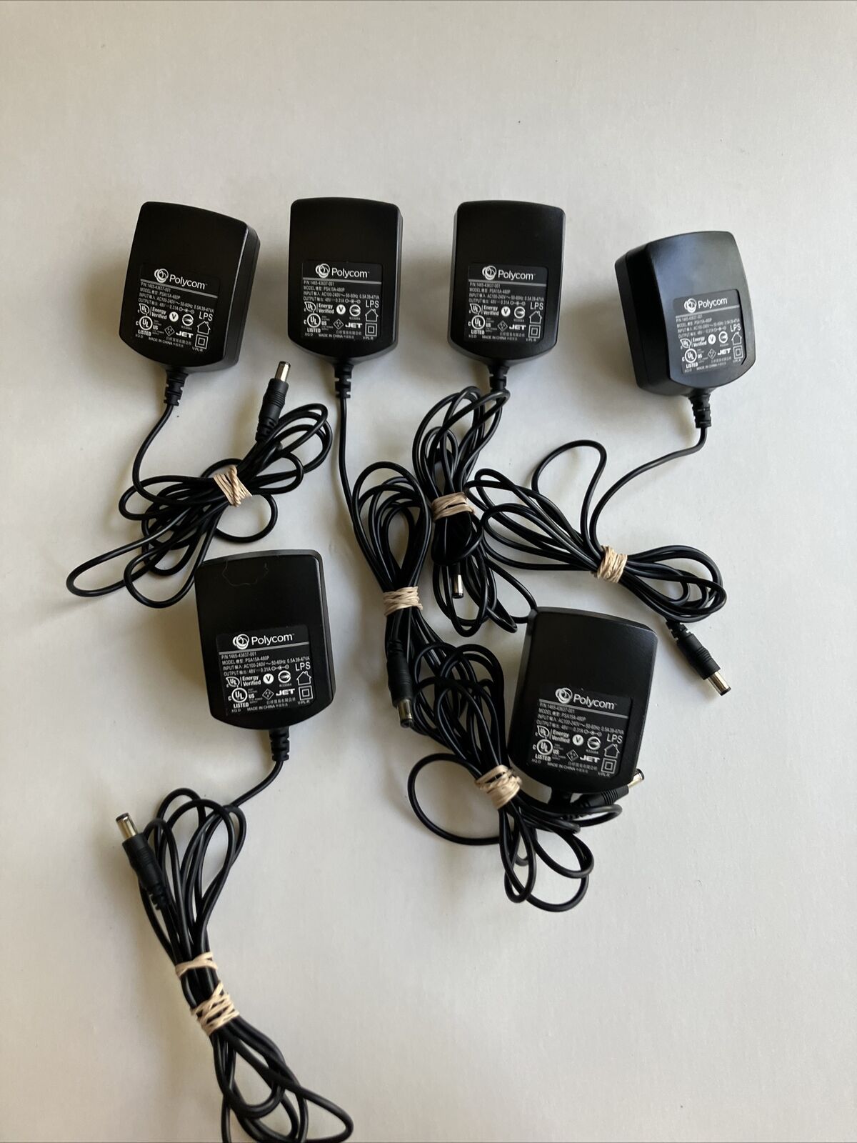Lot of 6 OEM Polycom AC Power Supply Adapters 48V 0.31A VoIP Phones PSA15A-480P