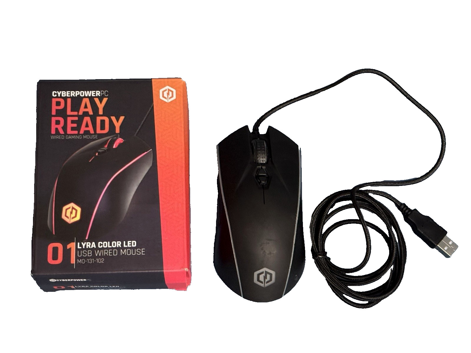 CyberPower PC MO-131-102 Gaming Optical Mouse Black Multi-Color LED USB Wired