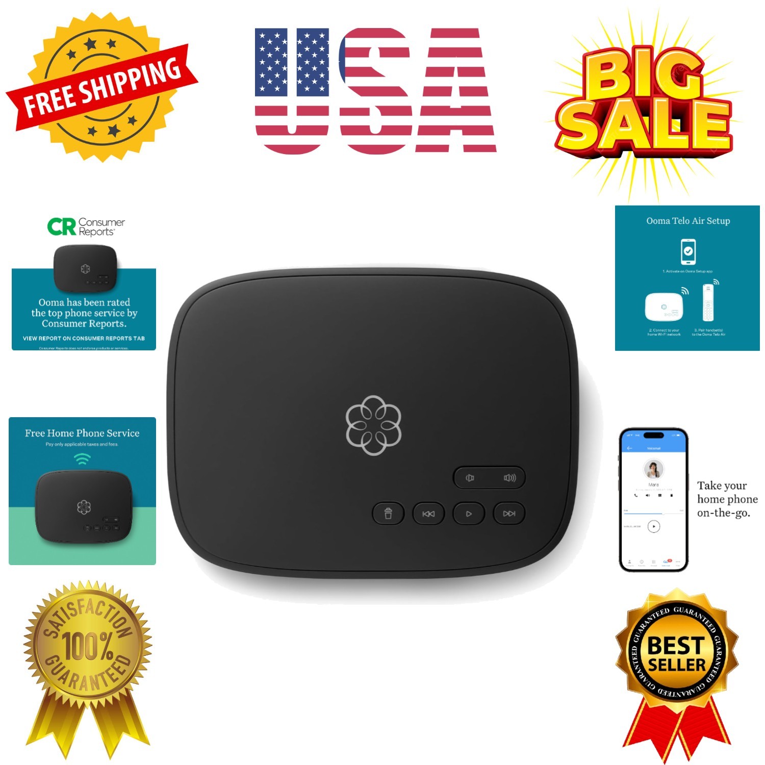 Telo Air VoIP Free Internet Home Phone Service with Wireless Connectivity. Af...