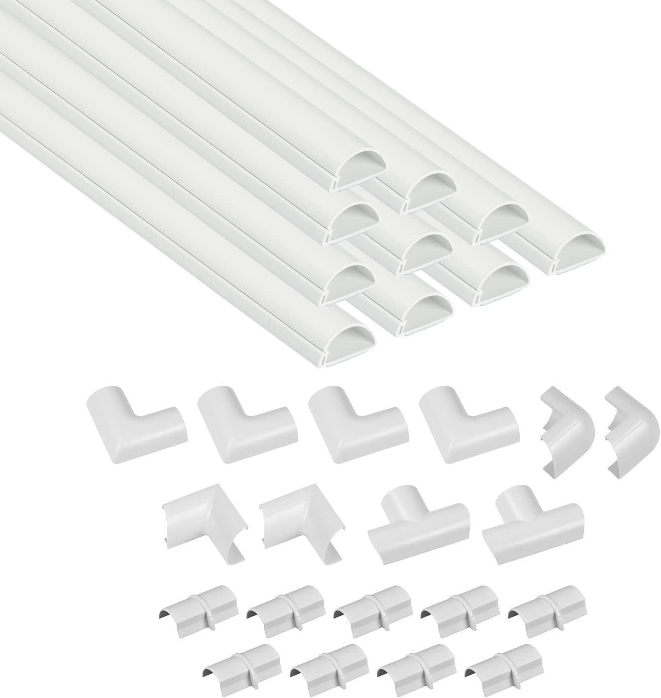 D-Line 157In Cord Cover Kit, Self-Adhesive Wire Hiders, Paintable Cable, White