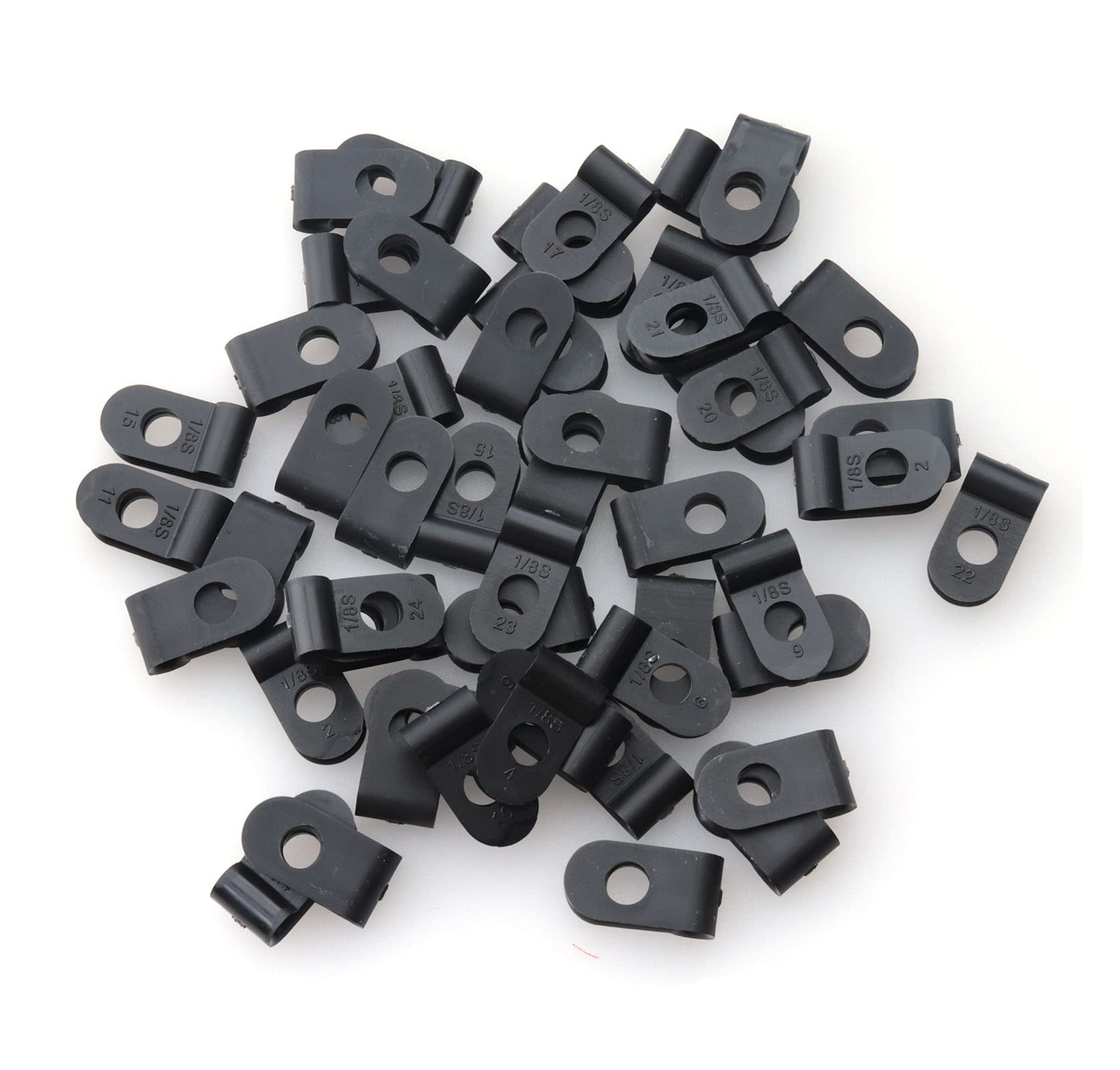 50 Pcs Cable Clamp 1/8 Black R Type Nylon Screw Mounting Cable Fastener Wire ...