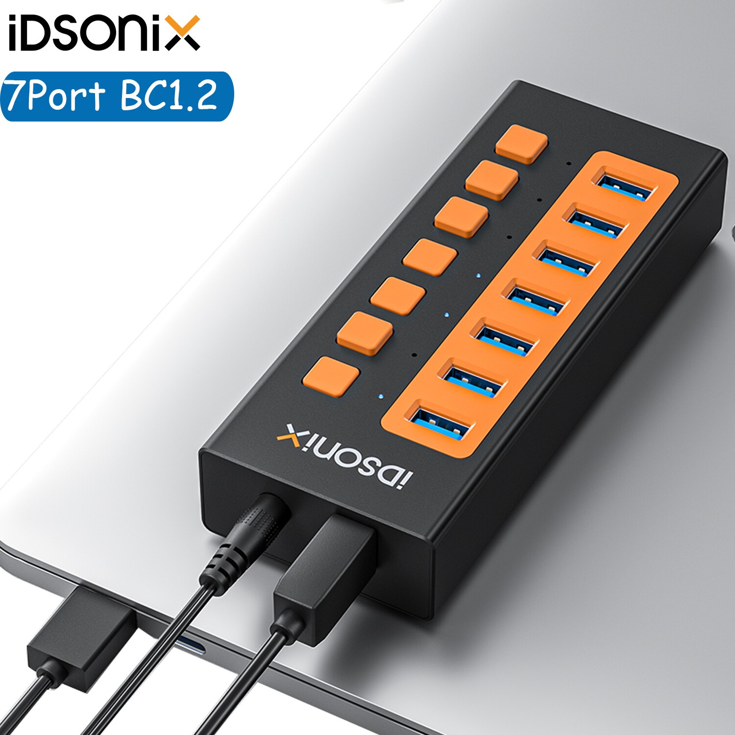 IDsonix 7 Port USB 3.0 Hub Charger Switch Splitter Powered AC Adapter for Laptop