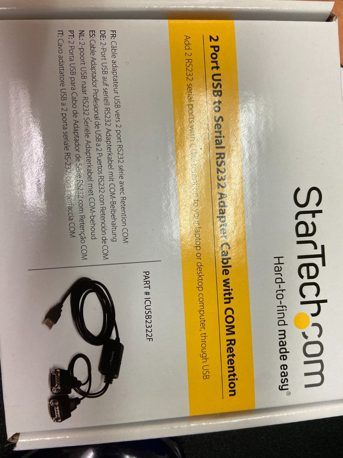NEW StarTech 2-Port FTDI USB to Serial RS232 Adapter Cable with COM Retention