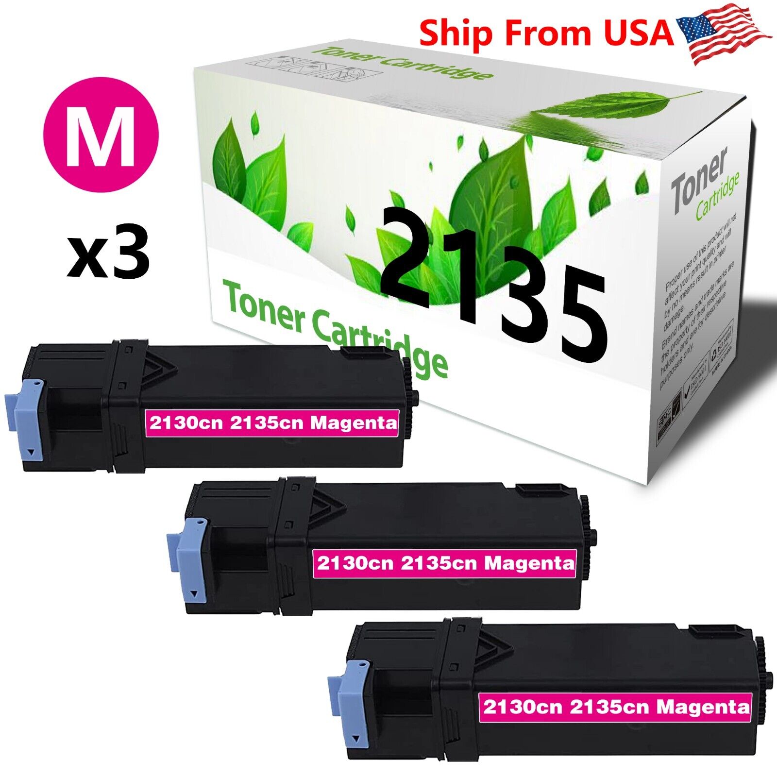 3PK DE2135 2135 Toner Cartridge 2130 2135 Laser Printer MAGENTA