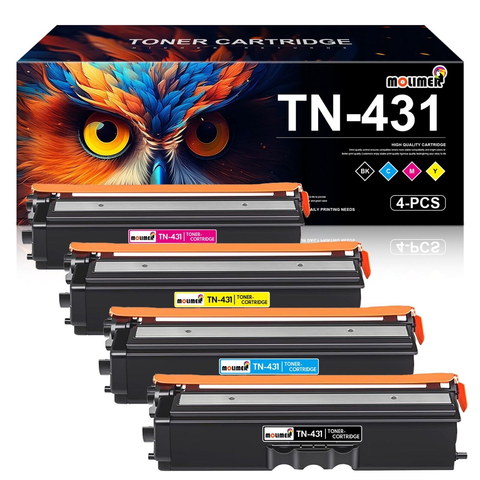 TN431 Toner High Yield Replacement for Brother  TN431 MFC-L8600CDW 1BK/1C/1Y/1M