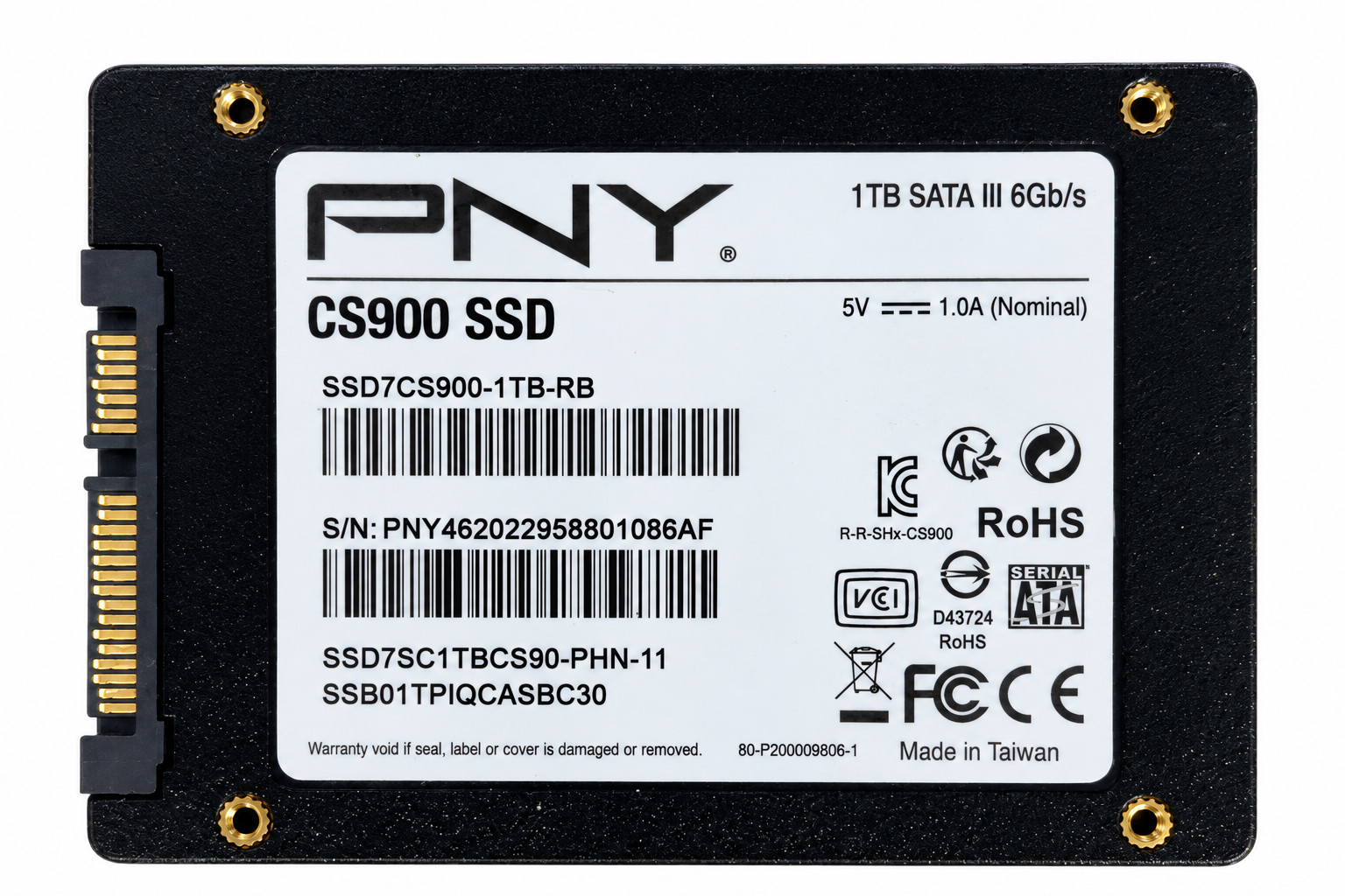 PNY CS900 1TB 2.5" SATA III SSD Solid State Drive SSD7CS900-1TB-RB