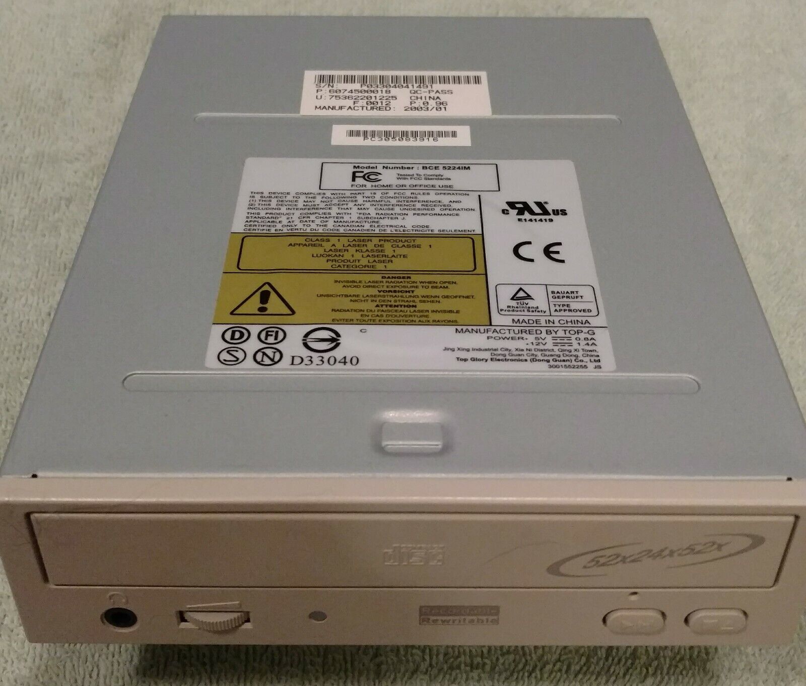 TOP-G BCE 5224IM CD recordable, rewritable IDE drive, 52x24x52x   6074500018