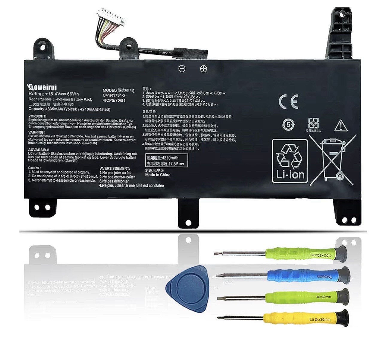 C41N1731-2 Laptop Battery For Asus ROG Strix G17 G712 G712LU G712LV G512LV 66Wh