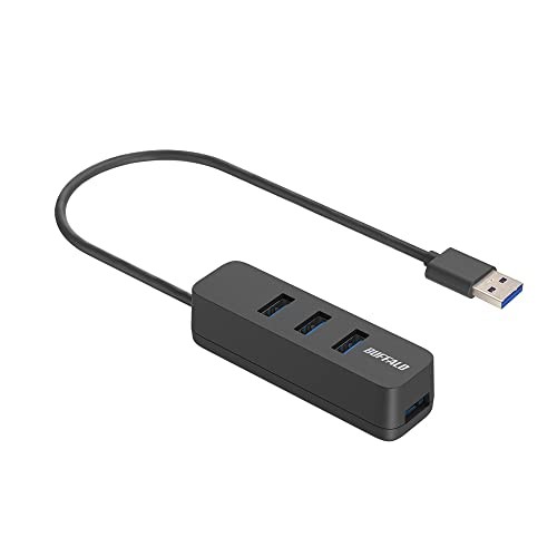Buffalo USB-A 3.2 Gen1 Bus-Powered 4-Port Hub Black Top-Insertion Model with