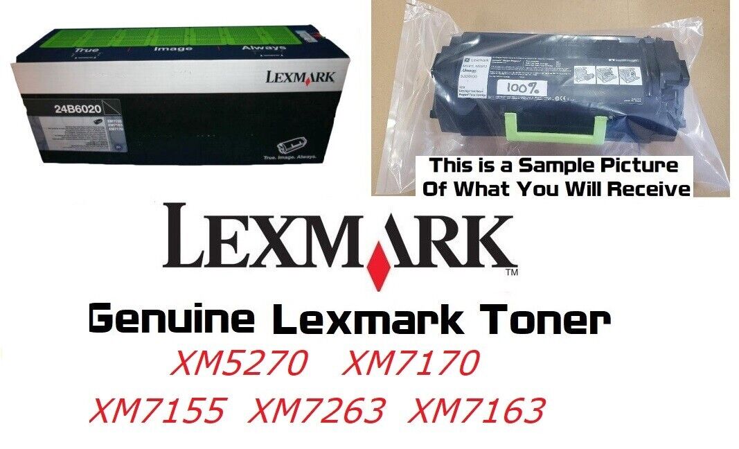New Genuine UNUSED Lexmark 24B6020 Toner XM7155 XM7163 XM7263 XM5270 SEALED BAG