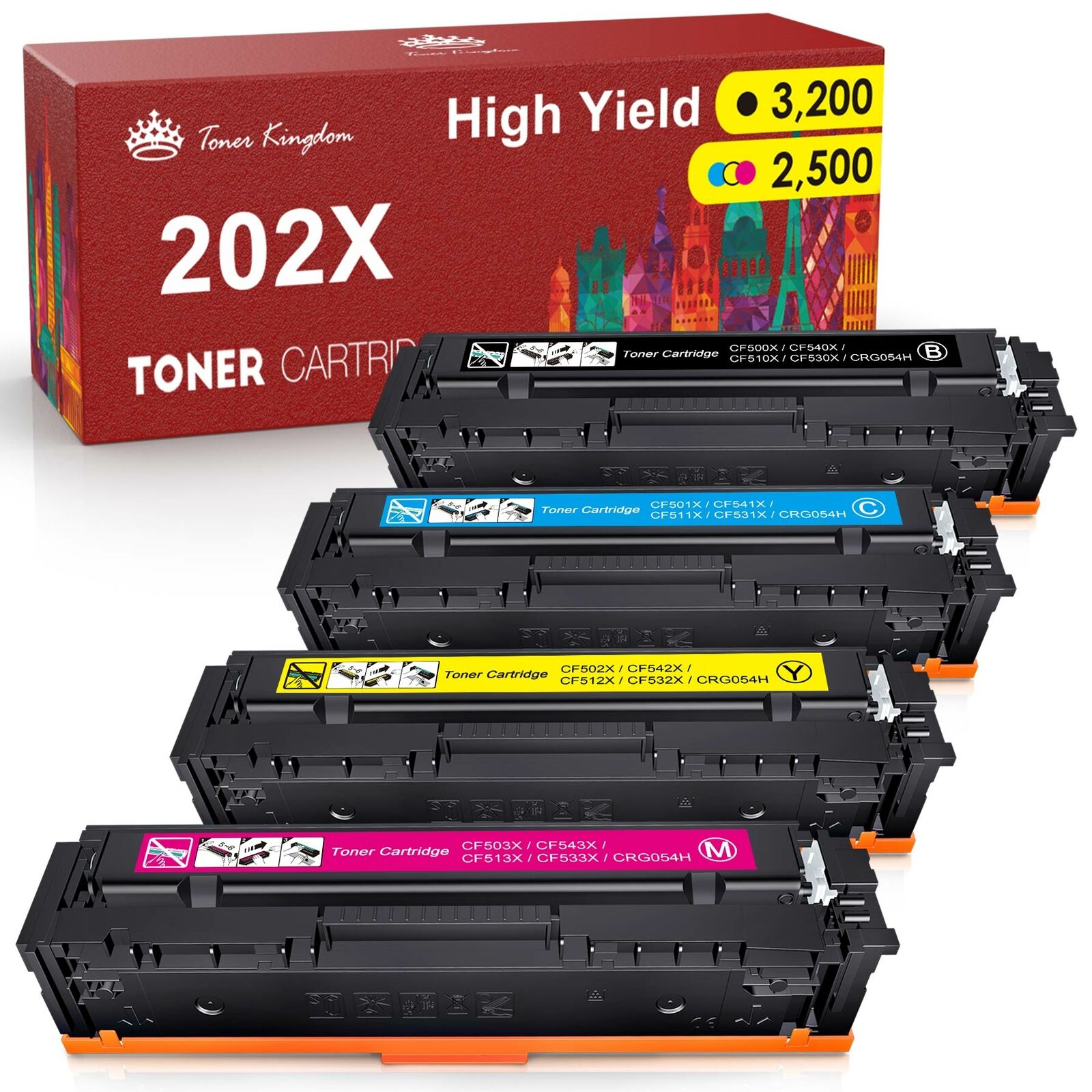 4x CF500X CF500A 202A Toner for HP Color LaserJet M254DN M254NW M281FDN Printer