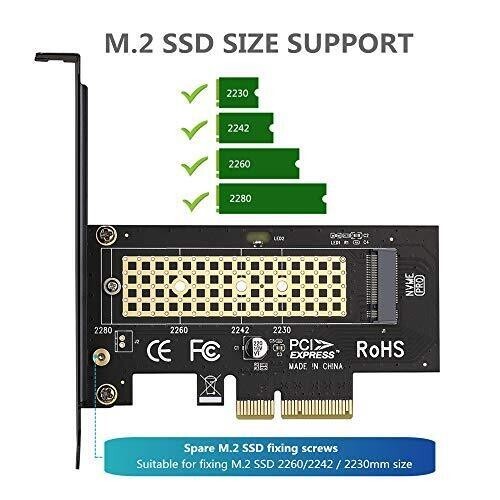 M.2 NVME to PCIe 3.0 x4 Adapter with Aluminum Heatsink Solution 