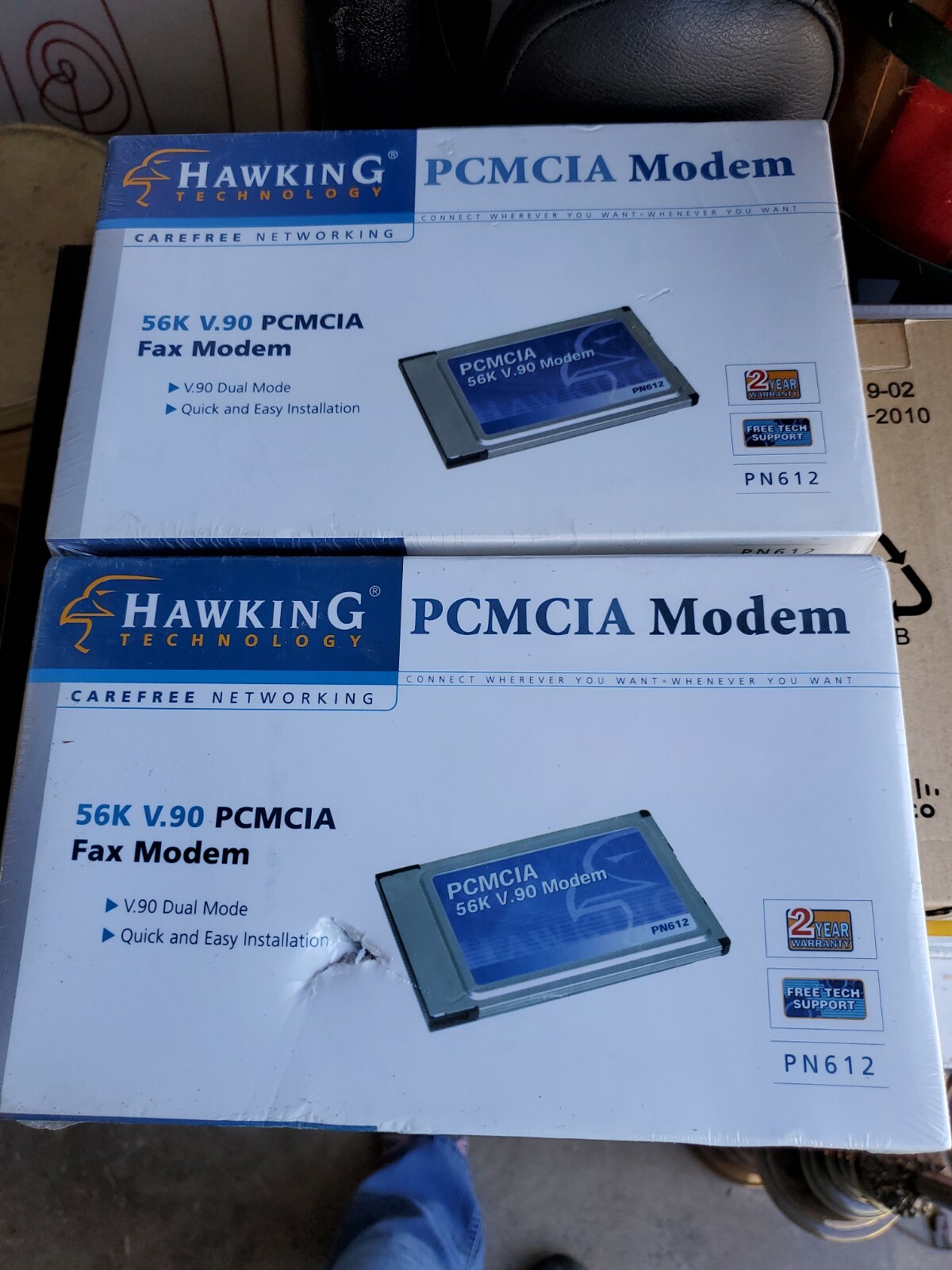 2X HAWKING 56k PCMCIA Fax Modem Card (PN612) V.90 Compact design NOS-Sealed