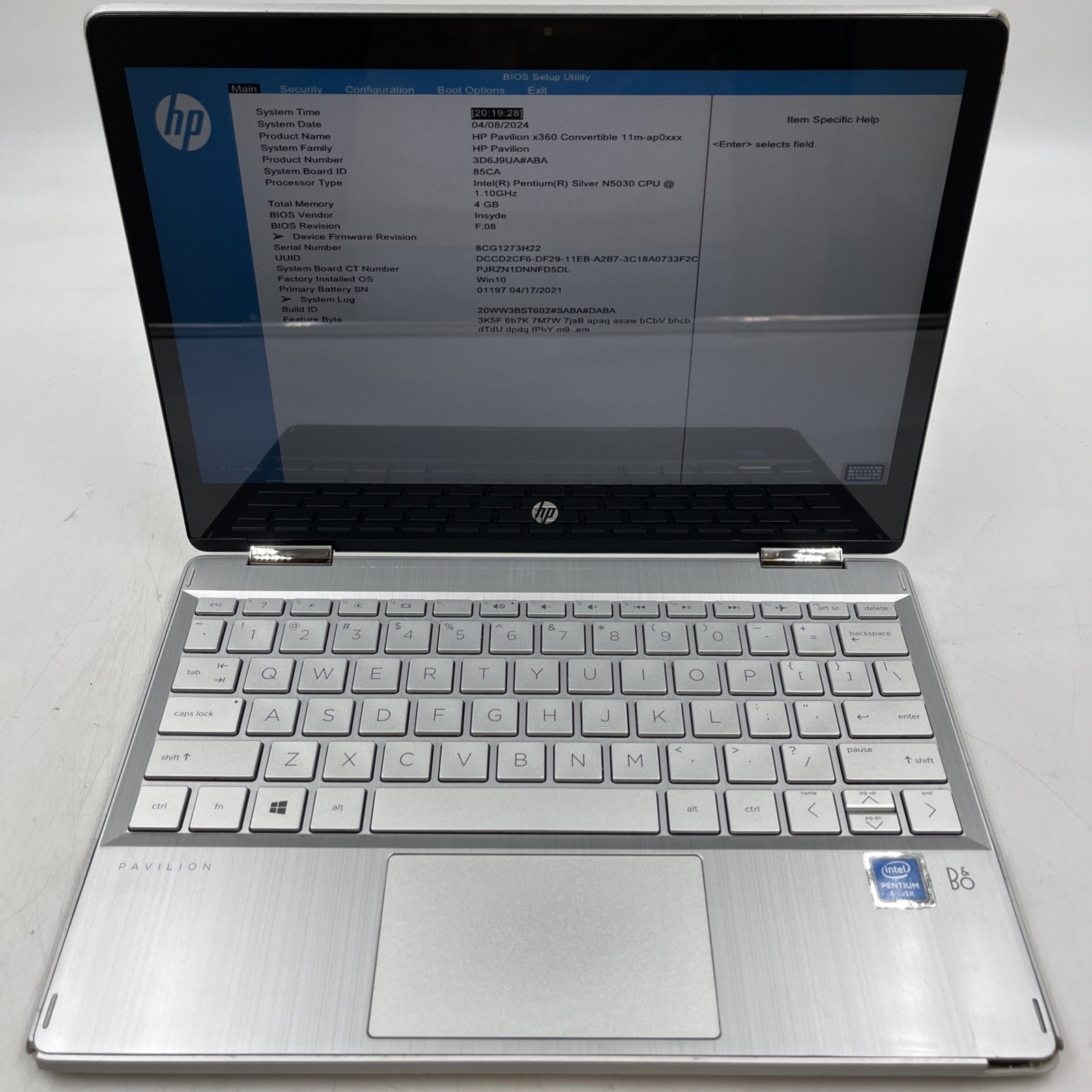 HP Pavilion X360 Convertible Pentium Silver N5030 4GB 128GB SSD No OS