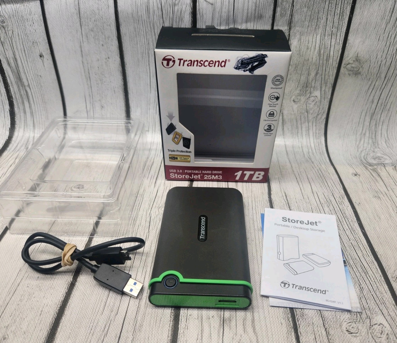 Transcend 1TB StoreJet 25M3 Portable Hard Drive SuperSpeed USB 3.0 Shockproof