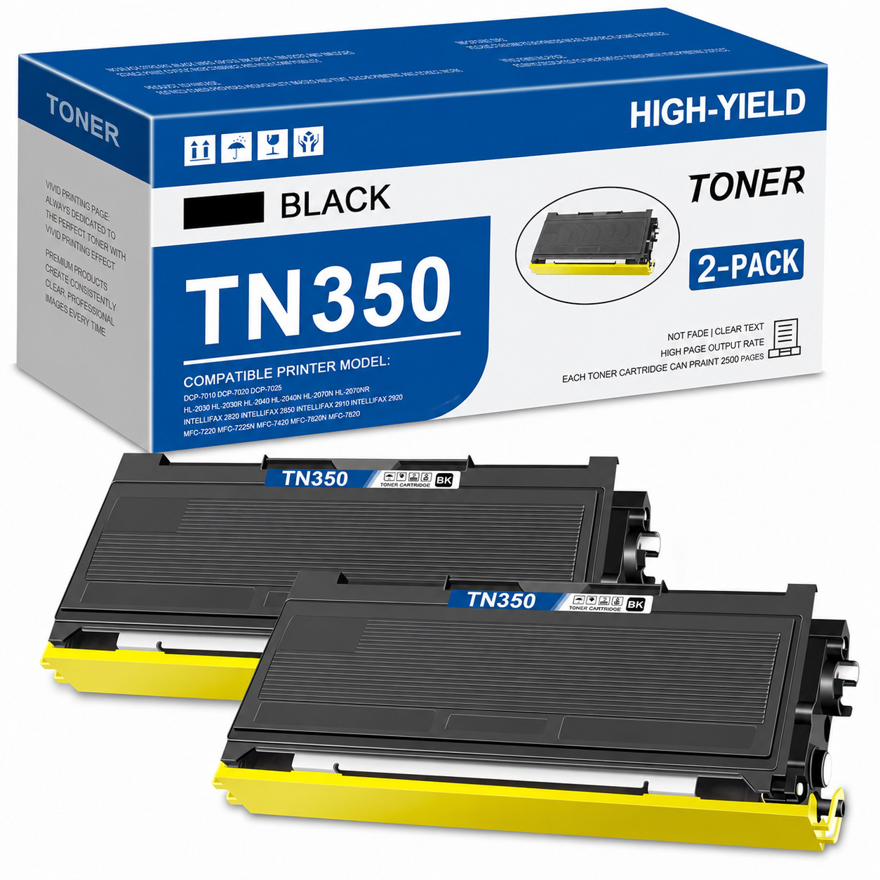 TN350 2PK 2BK Standard Yield With Chip Toner for DCP-7020 HL-2040 2070N MFC-7220