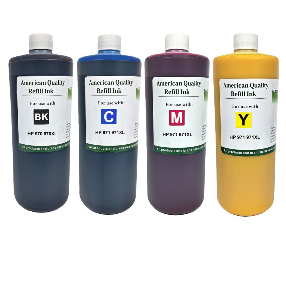 Ink Cartridge Refill Kit Pigment Ink BKCMY for HP 970 970XL 971 971XL-4x1000ml