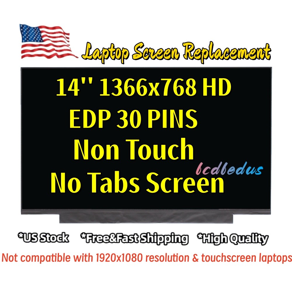 B140XTN07.3 30 Pins Non-Touch 14'' HD Screen Replacement LCD LED Display Panel