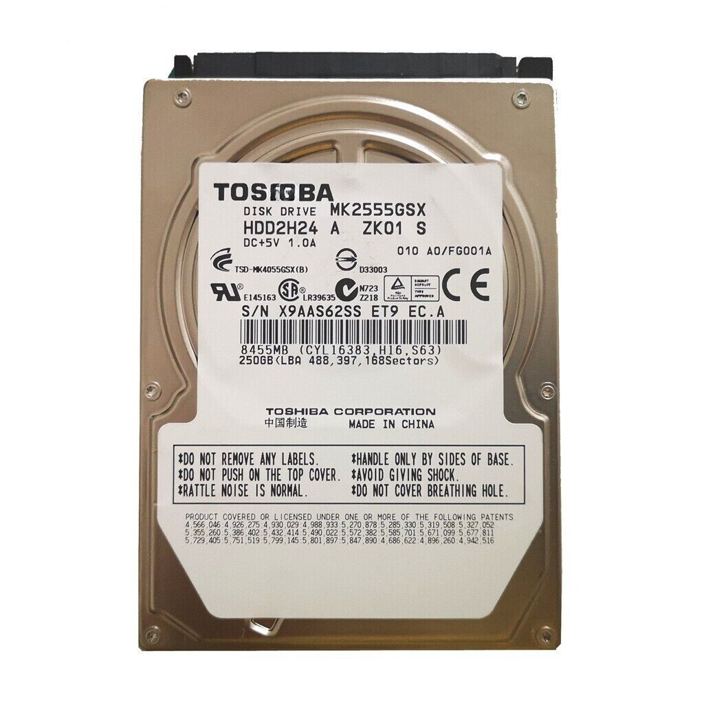 Compatible Toshiba MK2555GSX 250GB 5400RPM SATA 2.5" Laptop HDD Hard Disk Drive