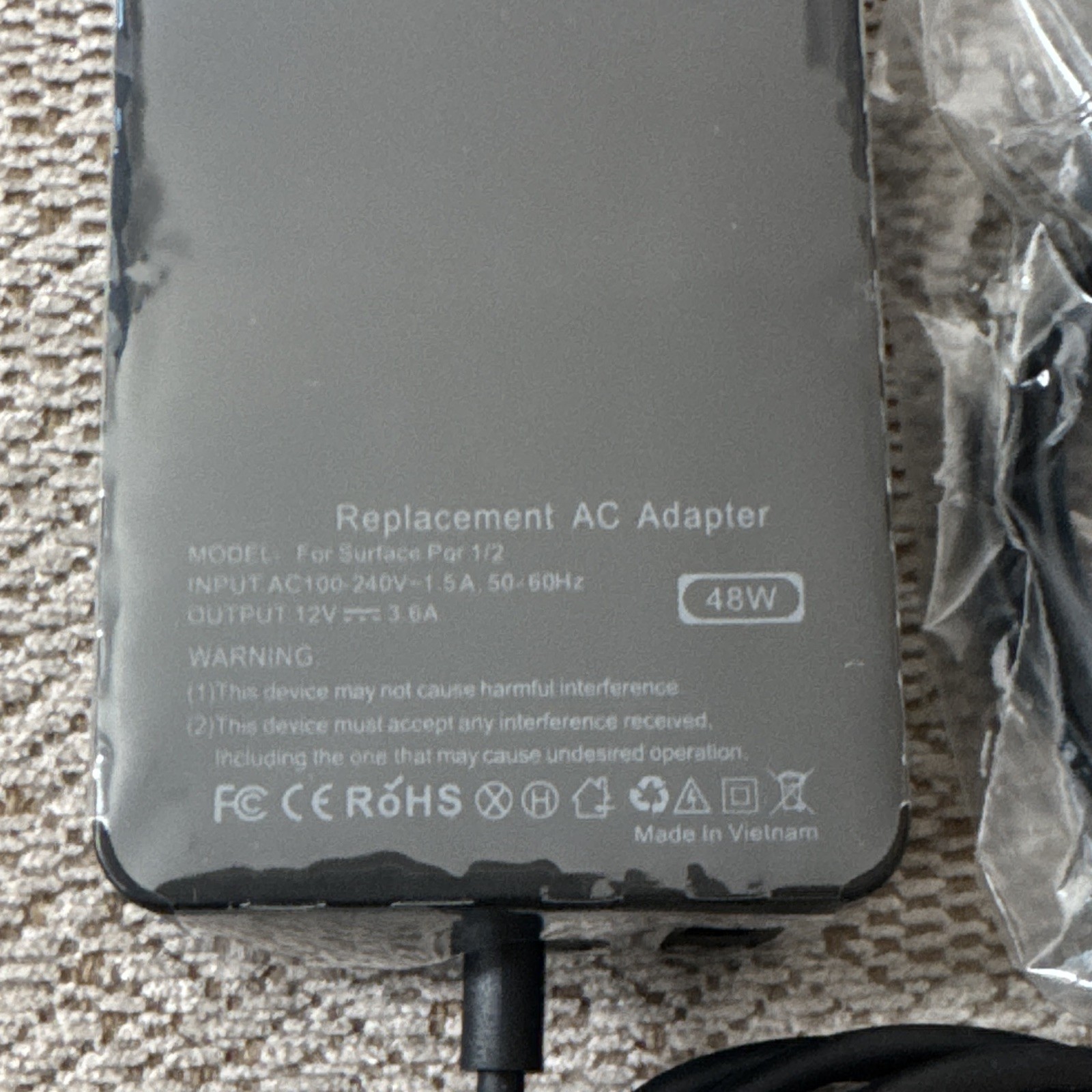 48W 12V 3.6A AC Power Adapter Charger Black for Microsoft Surface Pro 1/2